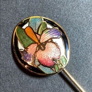 Vintage Gold Cloisonné Stick Hat Pin Brooch